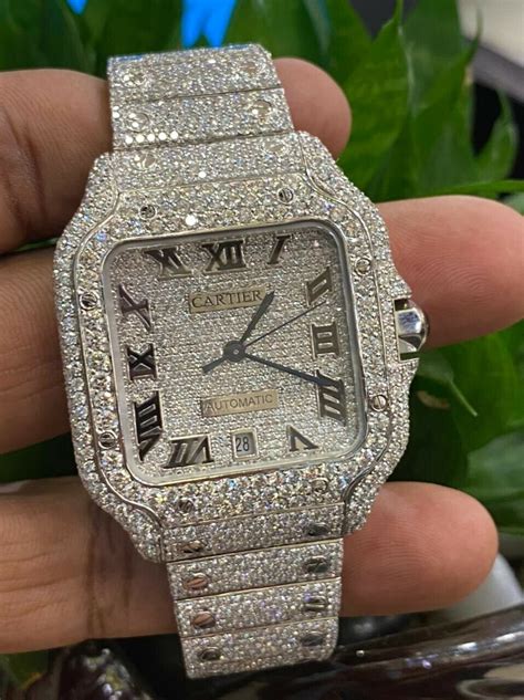 men's cartier diamond watch|cartier iced out diamond.